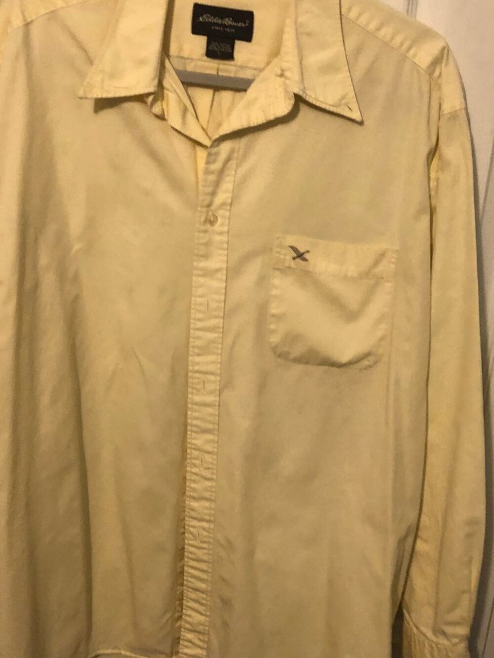 Mens Eddie Bauer Yellow Large Button Down Shirt